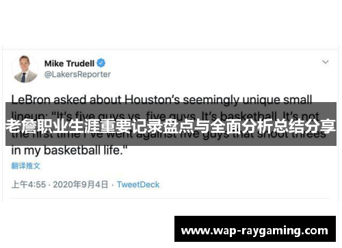 老詹职业生涯重要记录盘点与全面分析总结分享